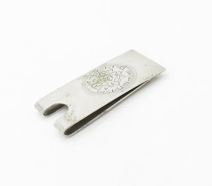 MEXICO 925 Sterling Silver  Vintage Aztec Sun Calendar Money Clip  TR2202