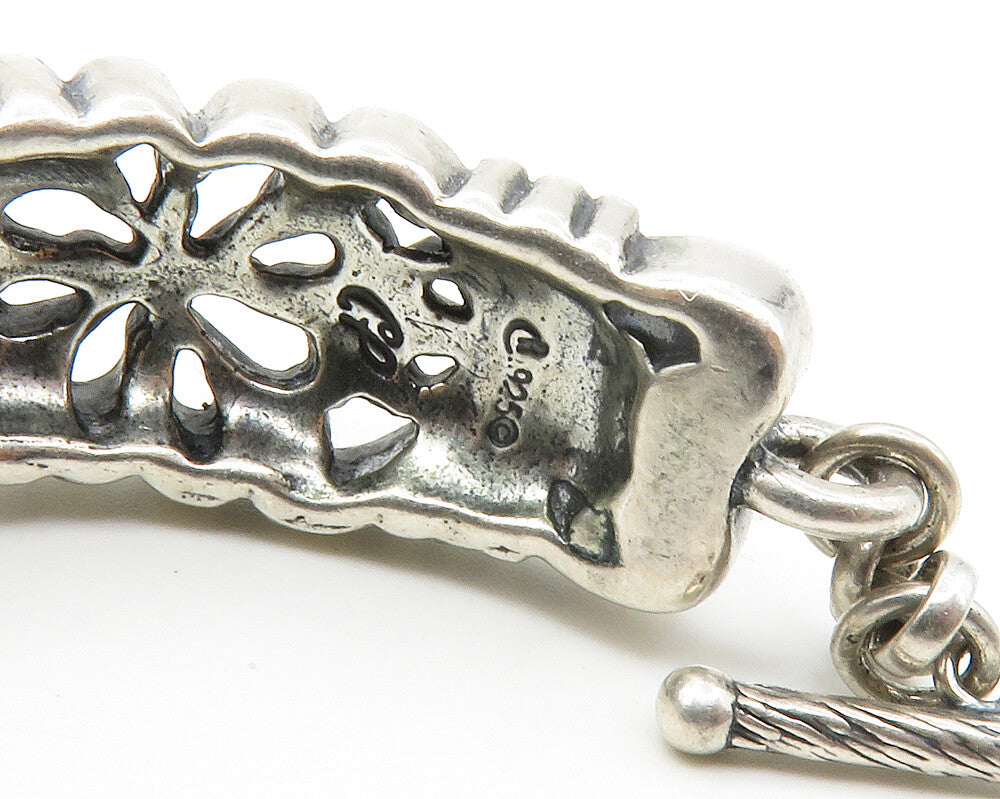 CAROLYN POLLACK RELIOS 925 Sterling Silver Vintage Floral Chain Bracelet  BT5561