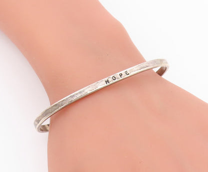 925 Sterling Silver  Vintage Petite Hope Stamped Smooth Cuff Bracelet  BT9121