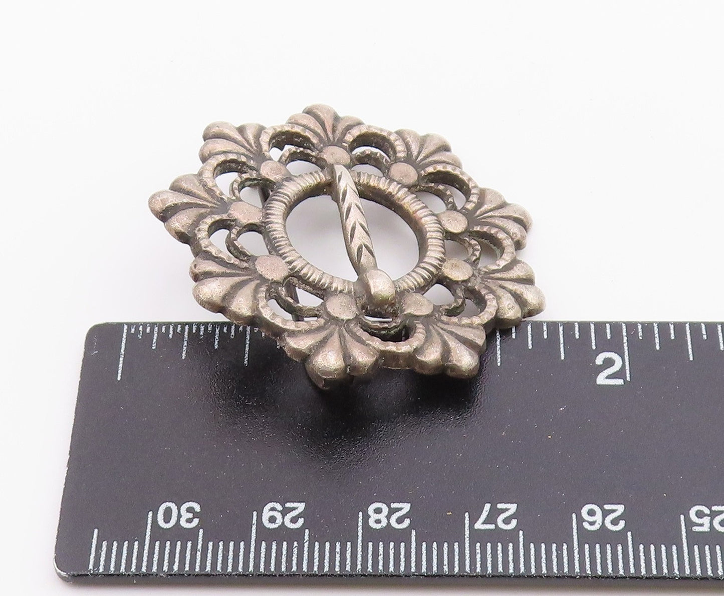 AKSEL HOLMSEN NORWAY 925 Silver  Vintage Antique Round Open Brooch Pin  BP8168