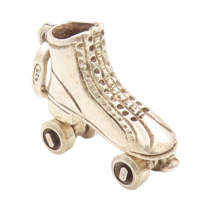 925 Sterling Silver Vintage Pendant Skating Shoe With Wheels Charm  PT24114