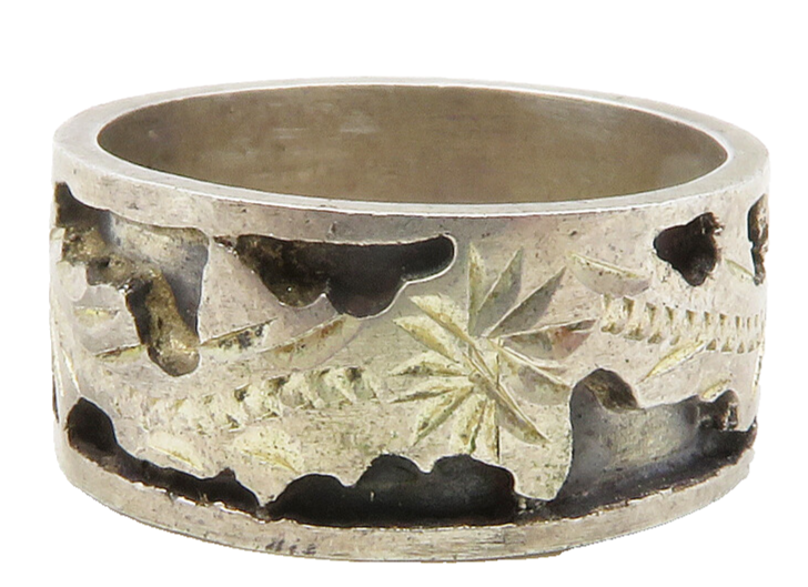 925 Sterling Silver  Vintage Oxidized Floral Vine Band Ring Sz 8.5  RG12634