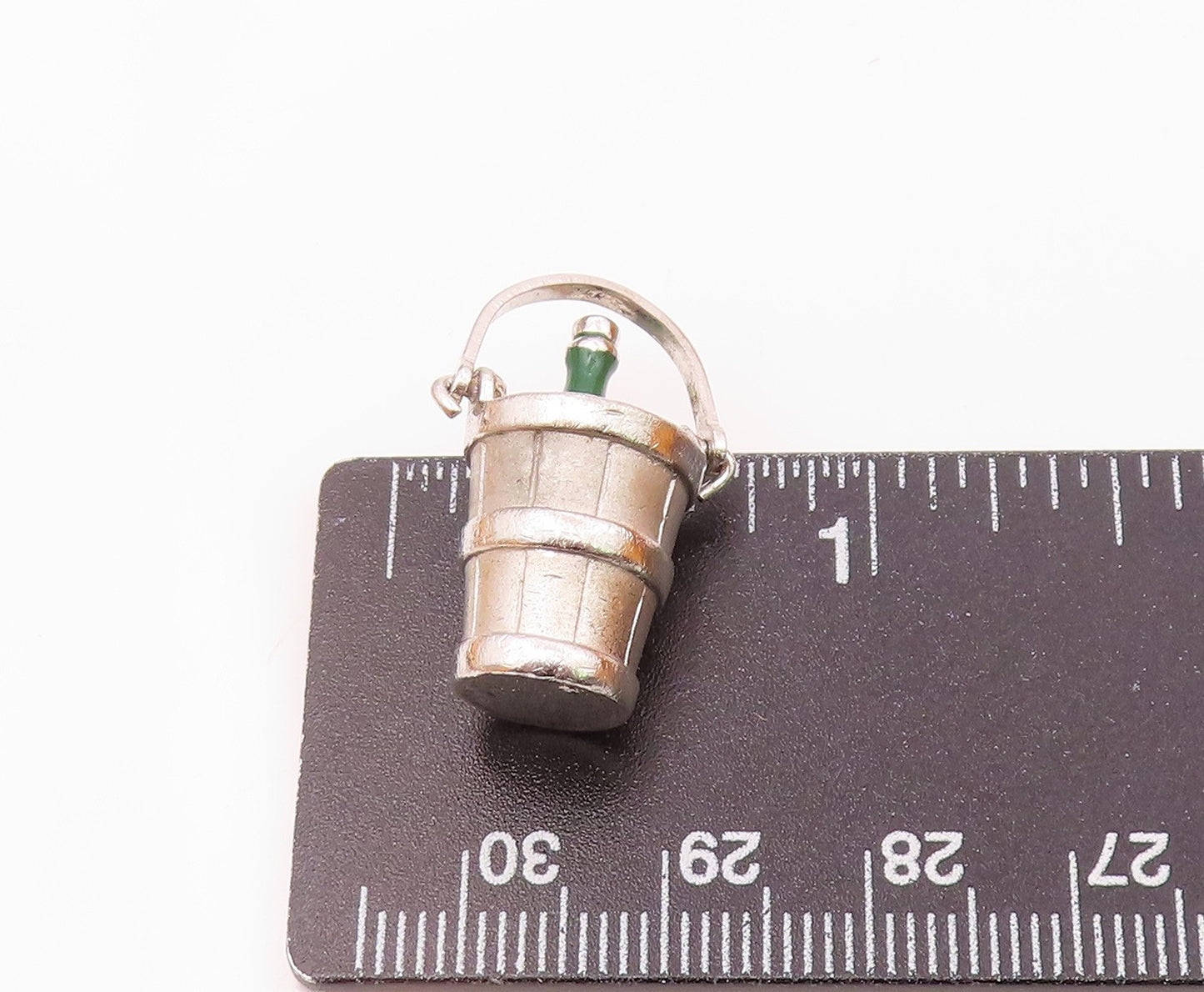 925 Silver  Vintage Champagne In Cubic Zirconia Ice Bucket Pendant  PT20170