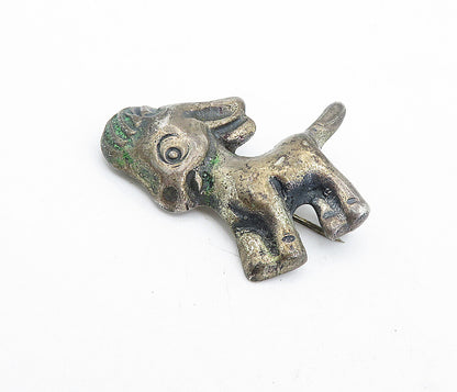 925 Sterling Silver Vintage Antique Dark Tone Baby Donkey Brooch Pin BP1499