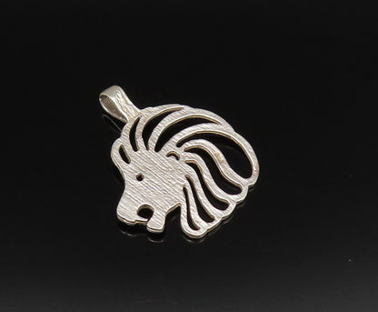 925 Sterling Silver  Vintage Openwork Textured Lion Head Pendant  PT21446