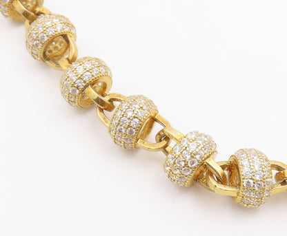 925 Sterling Silver Vintage Necklace Gold Plated CZ Cosmic Orb Chain  NE4931