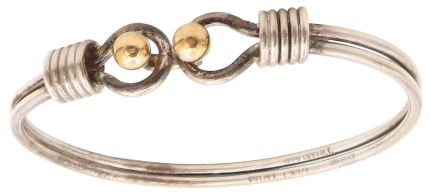 18K Gold & 925 Sterling Silver Vintage Bracelet TIFFANY & CO Bangle  BT11939