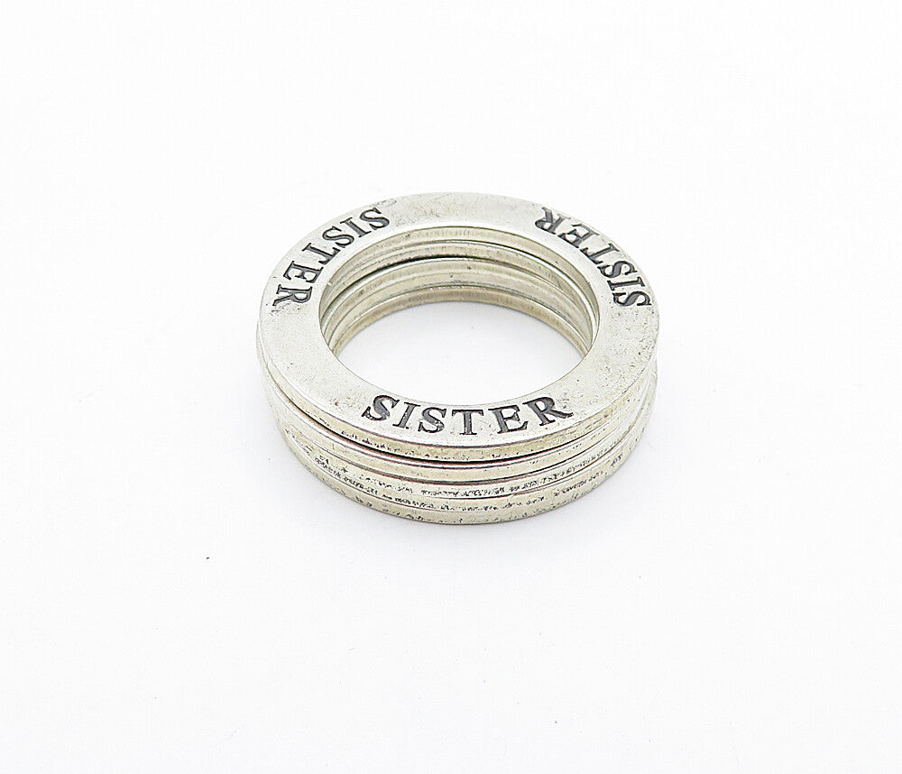 925 Sterling Silver  Vintage Love Etched Stacker Band Rings Sz 4.5  RG4363