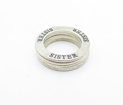 925 Sterling Silver  Vintage Love Etched Stacker Band Rings Sz 4.5  RG4363