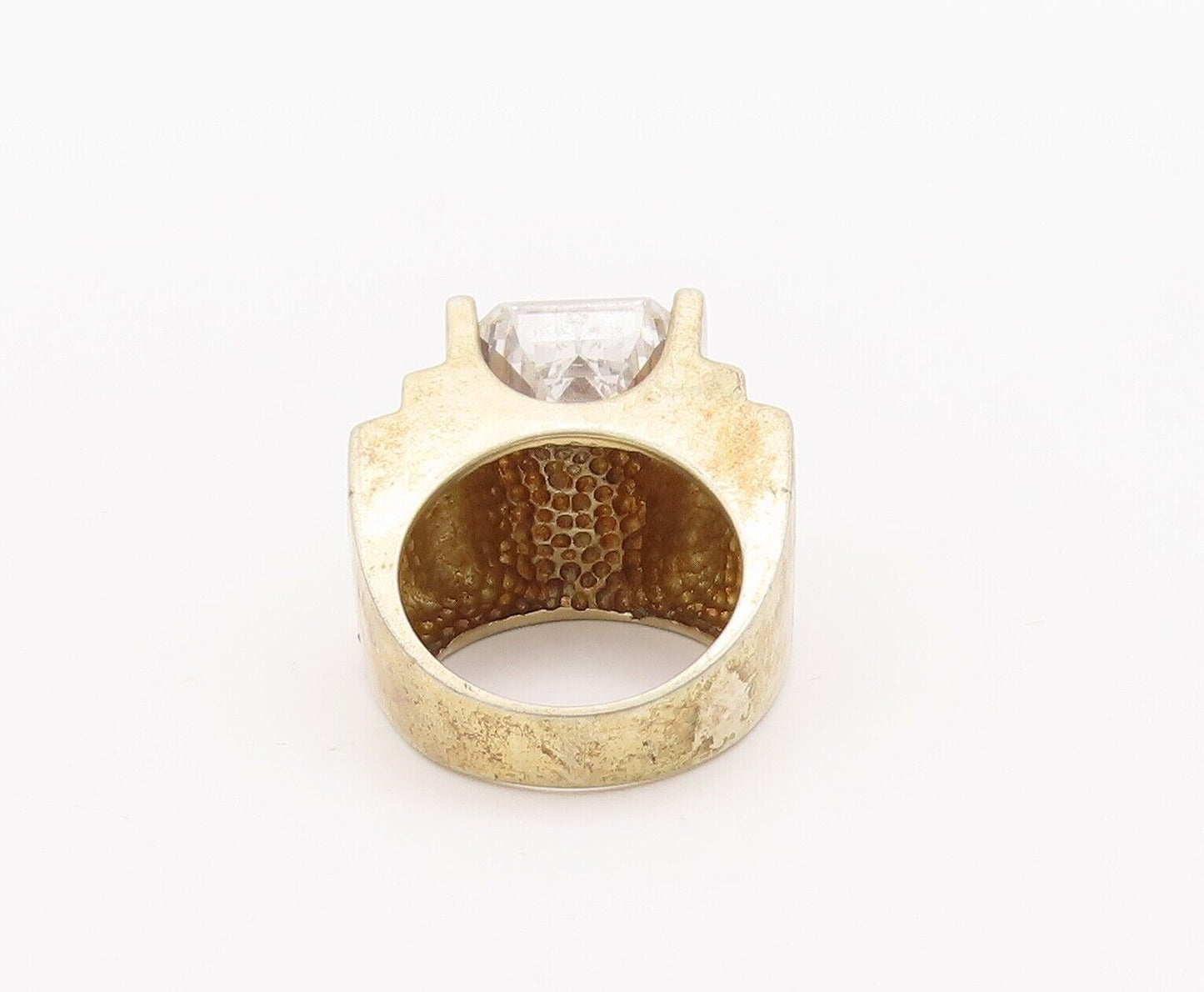 925 Sterling Silver Vintage Ring Solid Rectangle Cut CZ Step Cut  Sz 7  RG28408