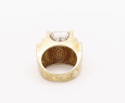 925 Sterling Silver Vintage Ring Solid Rectangle Cut CZ Step Cut  Sz 7  RG28408