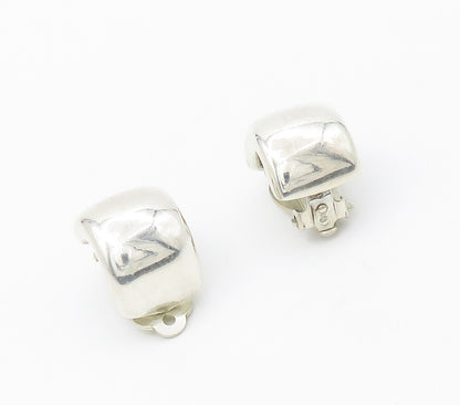 925 Sterling Silver  Vintage Shiny Smooth Curved Non Pierce Earrings  EG8538