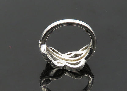 925 Silver  Vintage Genuine Diamonds Split Swirl Band Ring Sz 7  RG21455