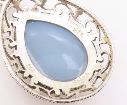 SAJEN 925 Sterling Silver Vintage Druzy Stone Swirl Vine Border Pendant PT16628