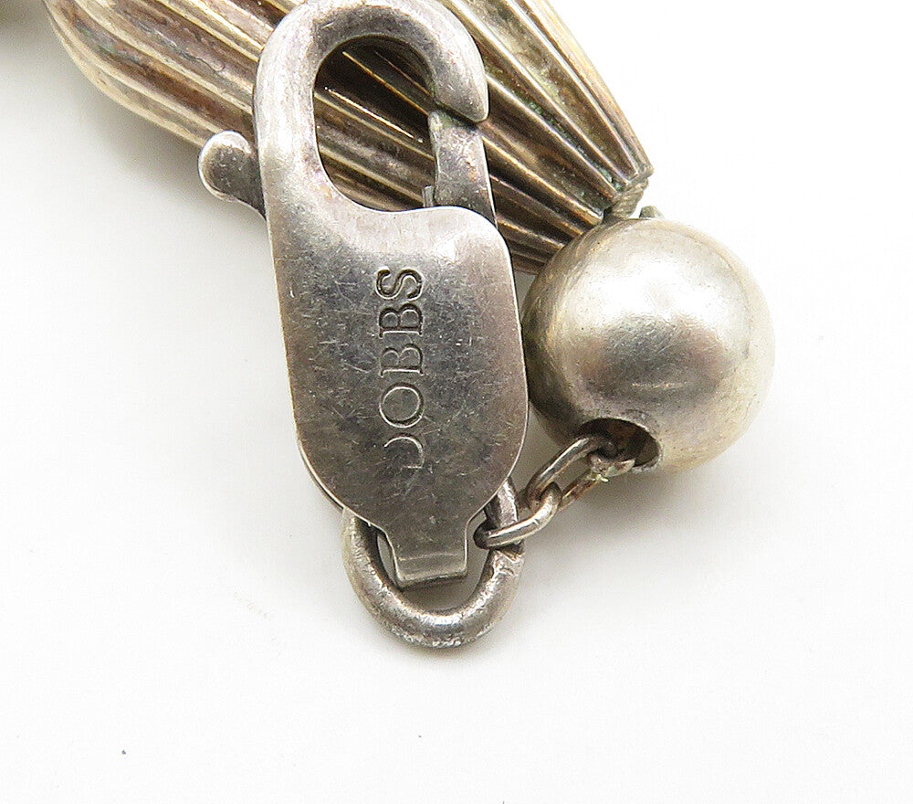 925 Sterling Silver  Vintage  Dark Tone Fluted Bead Chain Necklace  NE2530