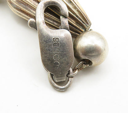 925 Sterling Silver  Vintage  Dark Tone Fluted Bead Chain Necklace  NE2530