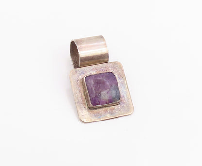 925 Sterling Silver Vintage Pendant Genuine Charoite Geometric Charm  PT26026