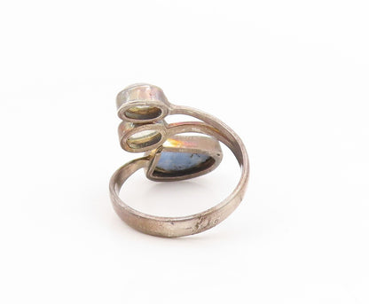 925 Sterling Silver Vintage Ring Cabochon Moonstone Bypass Band  Sz 9  RG34539