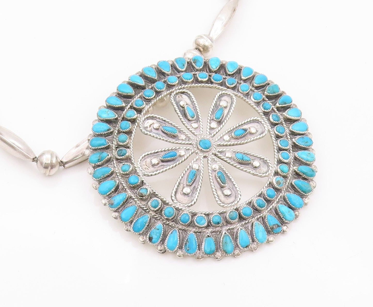 925 Sterling Silver Vintage Necklace VICTOR MOSES BEGAY NAVAJO Turquoise NE4486