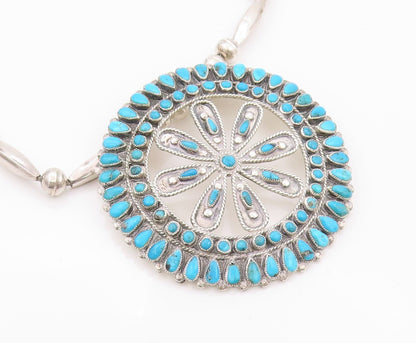 925 Sterling Silver Vintage Necklace VICTOR MOSES BEGAY NAVAJO Turquoise NE4486