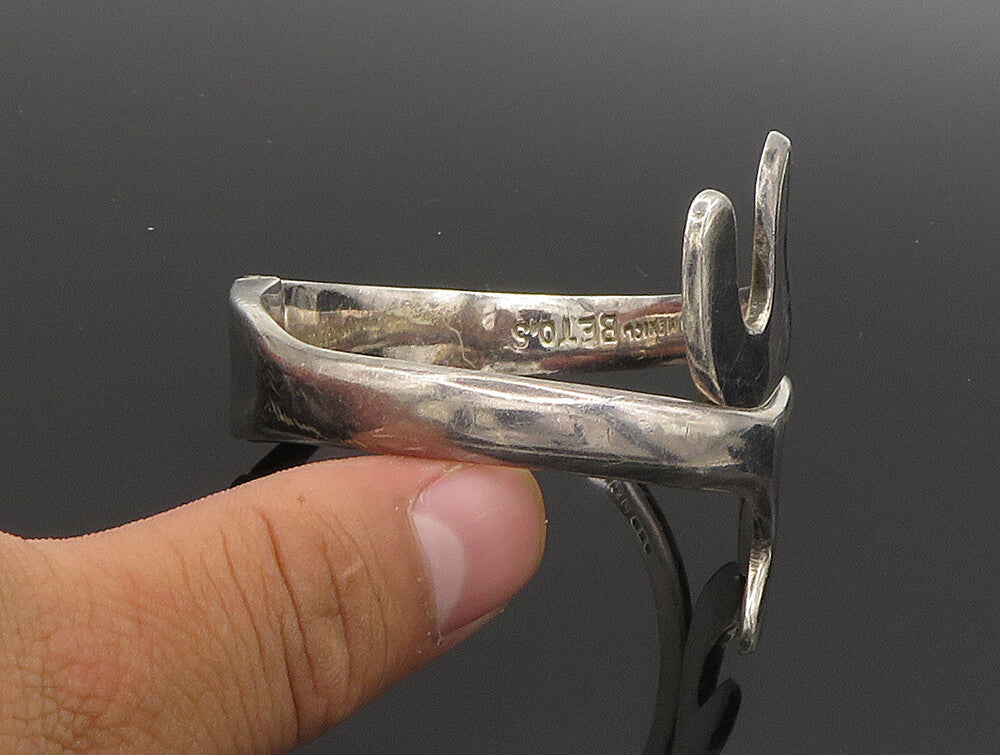 BETO MEXICO 925 Silver  Vintage Modernist Swirl Bypass Bangle Bracelet  BT9457