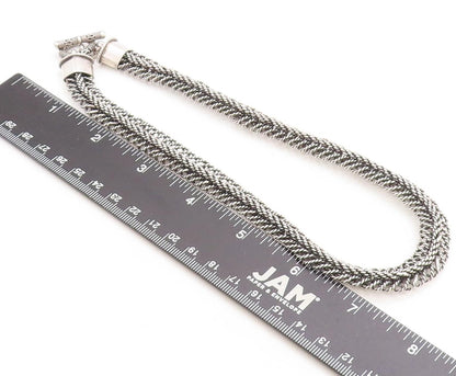 925 Sterling Silver  Vintage Shiny Rope Twist Swirl Chain Necklace  NE1634