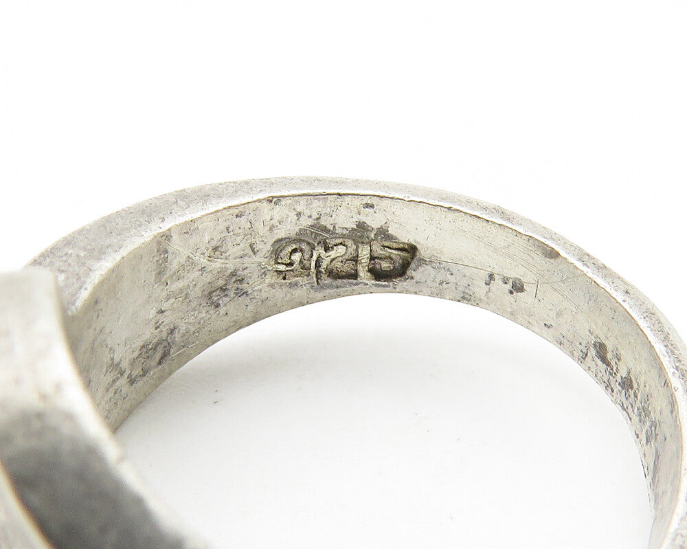 925 Sterling Silver  Vintage Dark Tone Smooth Bypass Band Ring Sz 6  RG10216