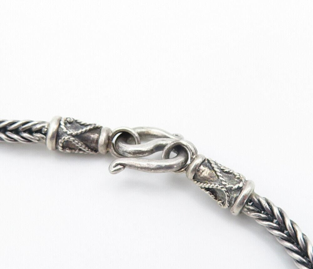 925 Sterling Silver  Vintage Abalone Shell Twist Wheat Chain Necklace  NE1246