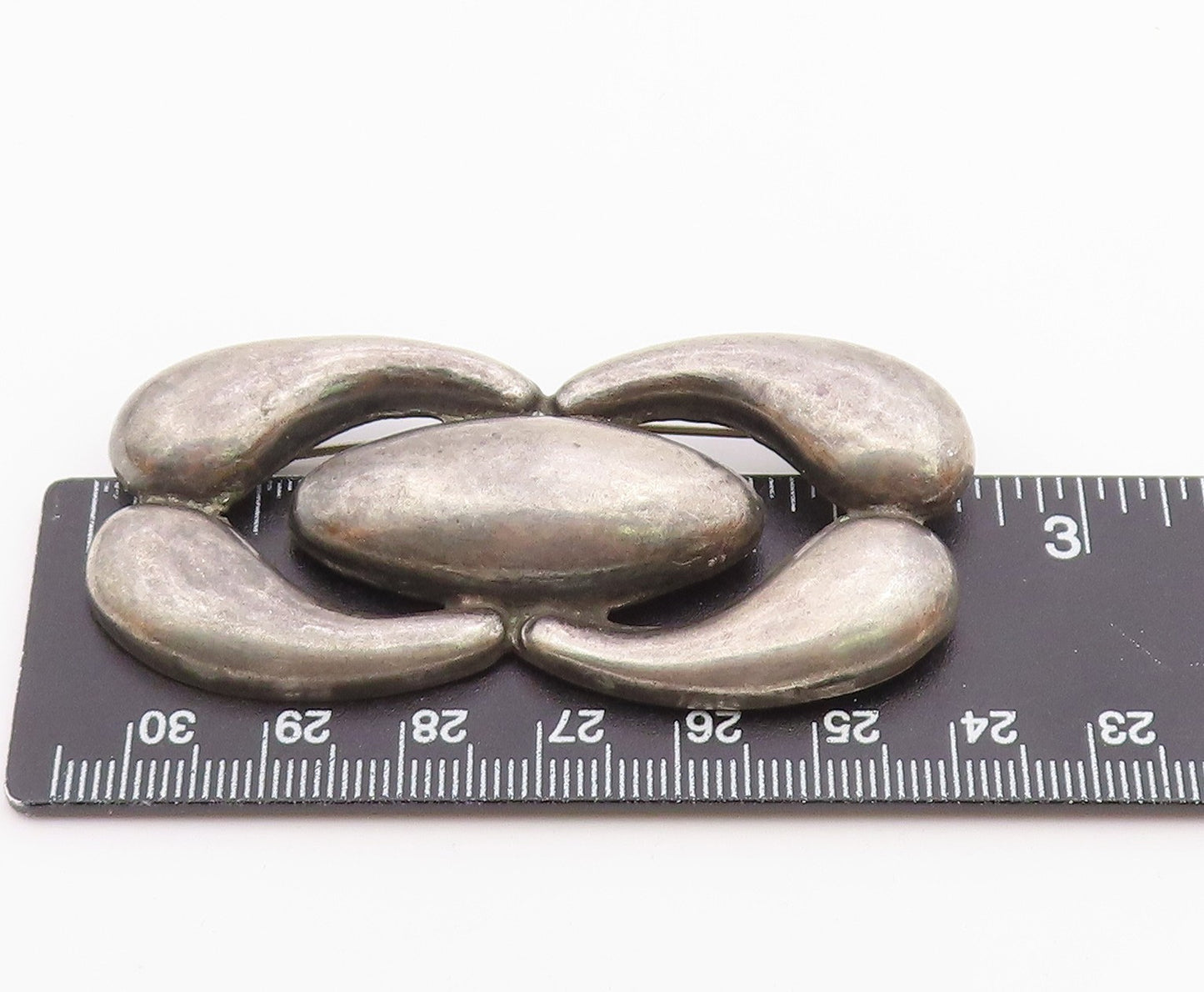 MEXICO 925 Sterling Silver  Vintage Antique Hollow Smooth Brooch Pin  BP7556