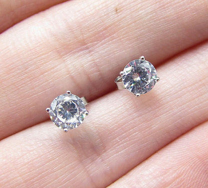 925 Sterling Silver Round Cut White Topaz Stud Earrings  EG1223