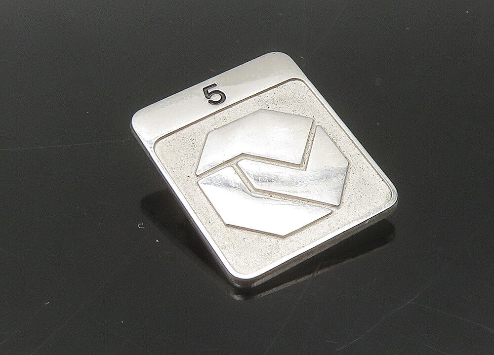 925 Sterling Silver  Vintage Shiny Raised Detail Square Brooch Pin  BP8674