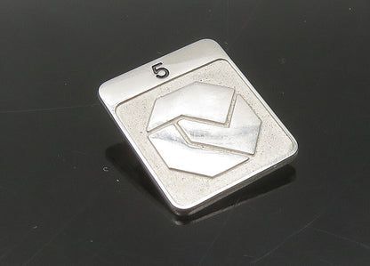925 Sterling Silver  Vintage Shiny Raised Detail Square Brooch Pin  BP8674