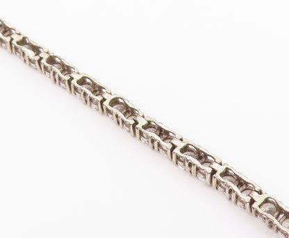 925 Sterling Silver  Vintage Round Cut Cubic Zirconia Chain Bracelet  BT5111