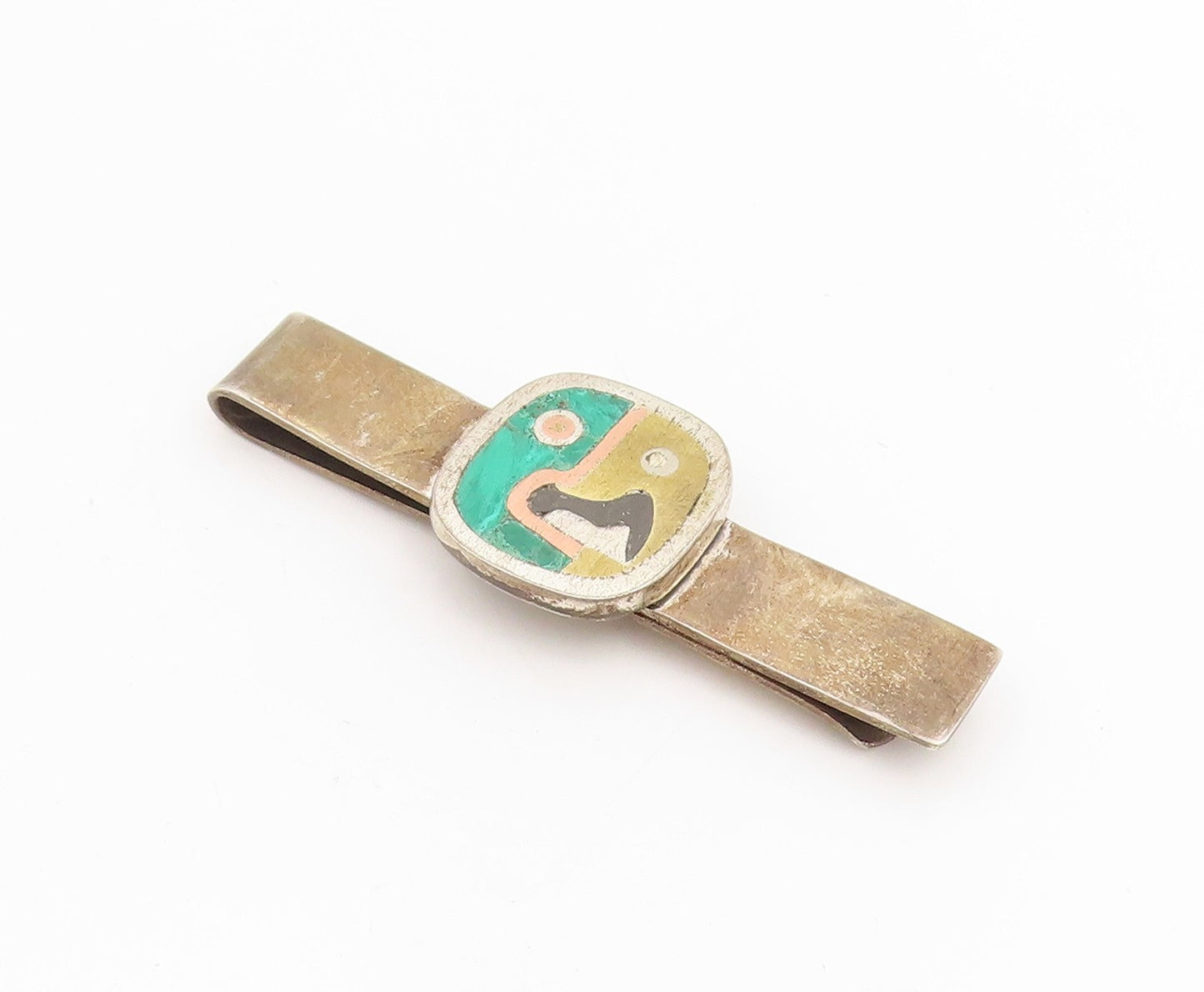 925 Sterling Silver Vintage Tie Clip MEXICO Modernist Geometric Design  TR4027