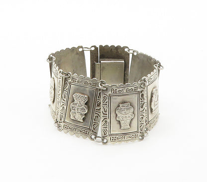 925 Sterling Silver  Vintage Shiny Traditional Statues Chain Bracelet  BT6314