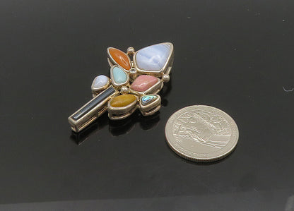 WHITNEY KELLY 925 Silver Vintage Agate Onyx & Multi Stone Pendant PT16708