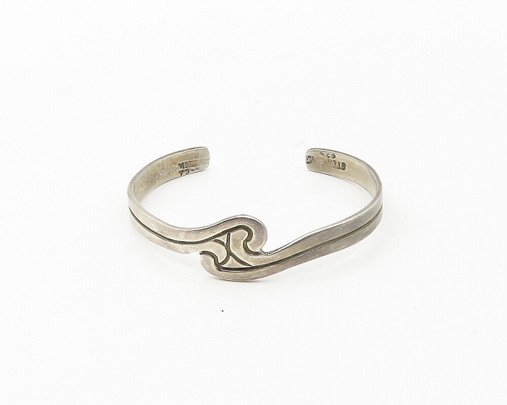 MEXICO 925 Sterling Silver  Vintage Swirl Bypass Design Cuff Bracelet  BT6926