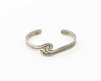 MEXICO 925 Sterling Silver  Vintage Swirl Bypass Design Cuff Bracelet  BT6926