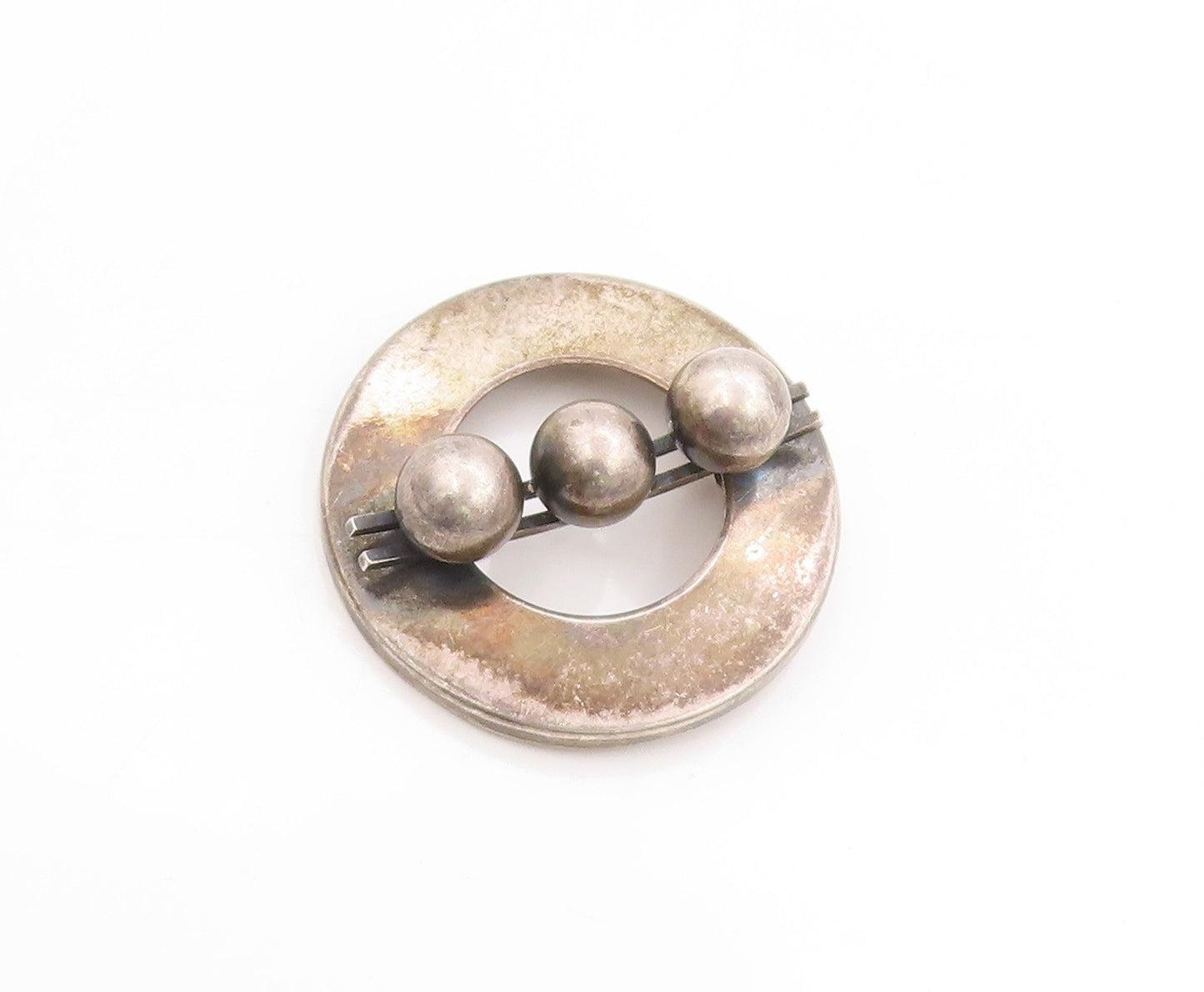 925 Sterling Silver Vintage Brooch FINLAND Modernist Geometric Spheres  BP11911
