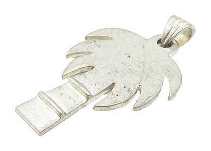 925 Sterling Silver  Vintage Palm Tree Motif Smooth Drop Pendant  PT9242