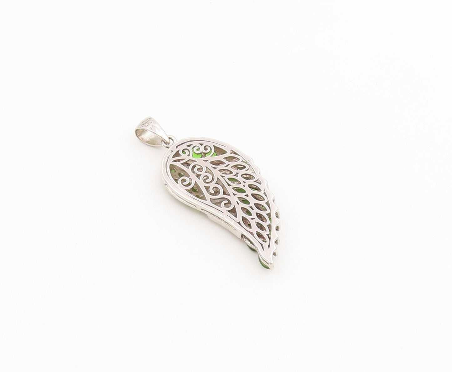 925 Sterling Silver Vintage Pendant Elegant Peridot & Topaz Angel Wing  PT26485