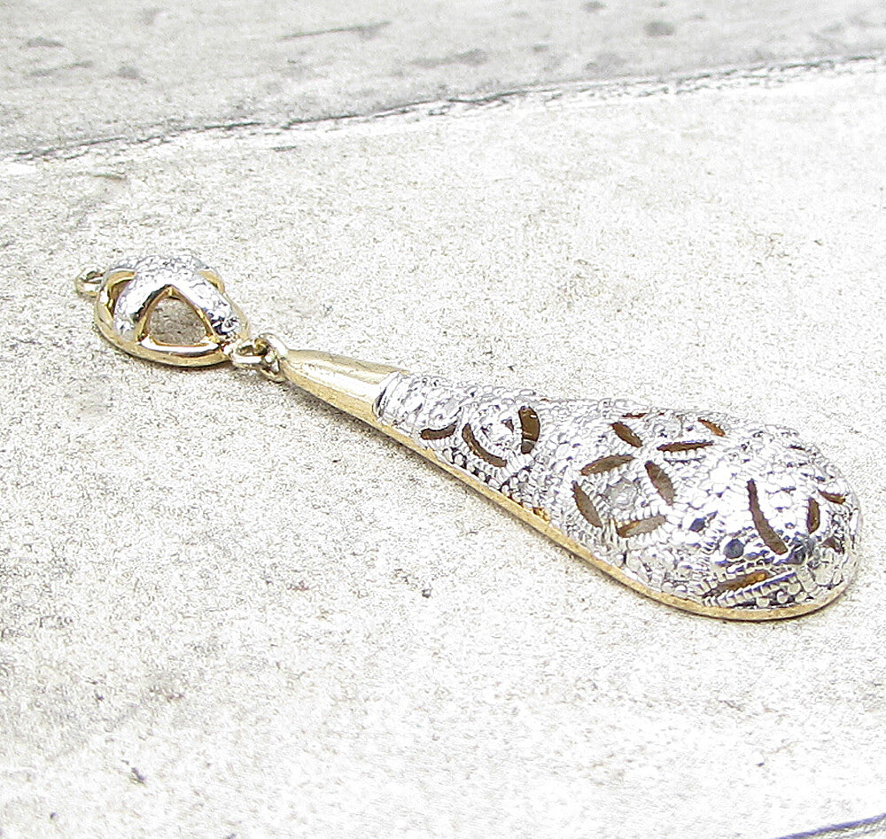 Gold Over 925 Silver  Genuine Diamonds Fancy Dome Cross Drop Pendant  PT1260