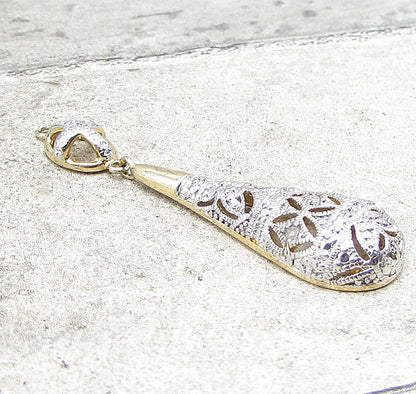 Gold Over 925 Silver  Genuine Diamonds Fancy Dome Cross Drop Pendant  PT1260