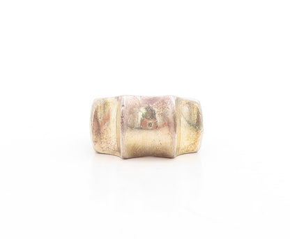 925 Sterling Silver Vintage Ring Dark Tone Minimalist u Cutouts  Sz 6  RG31395