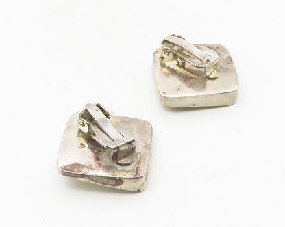 925 Sterling Silver  Vintage Shiny Smooth Square Non Pierce Earrings  EG5111