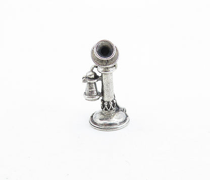 BEAU 925 Sterling Silver  Vintage Old Fashioned Telephone Pendant  PT4900