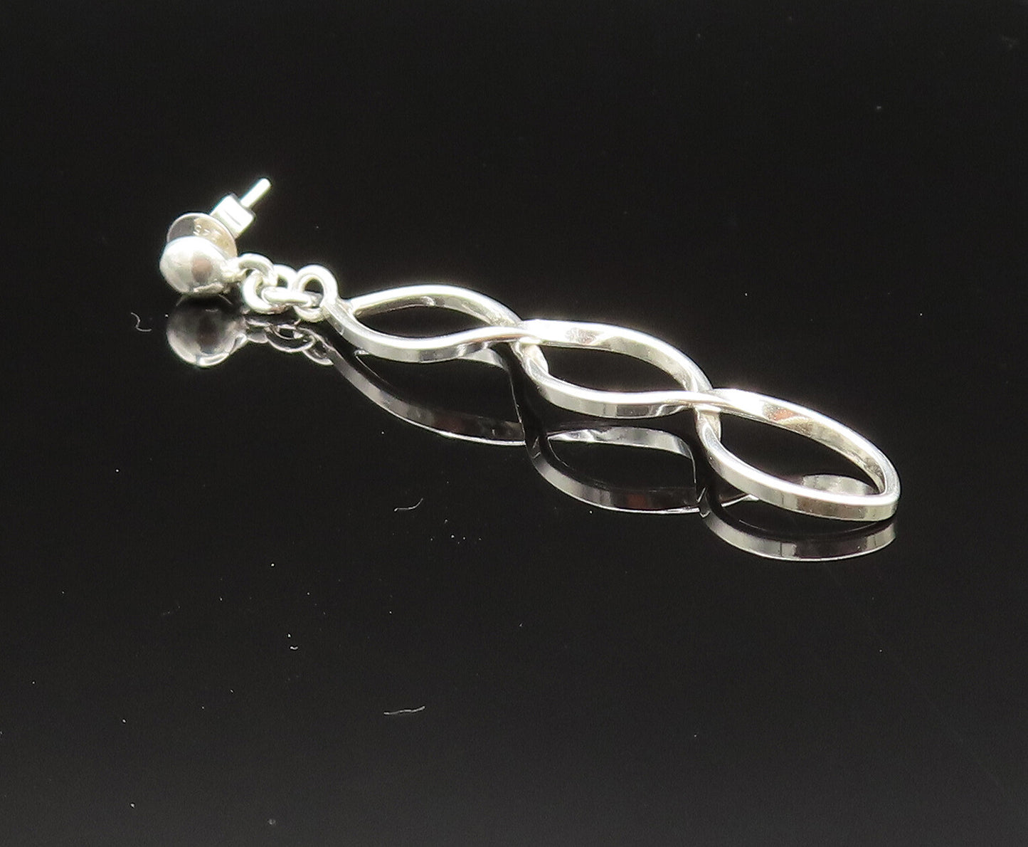 925 Sterling Silver  Vintage Polished Open Twist Dangle Earrings  EG11719
