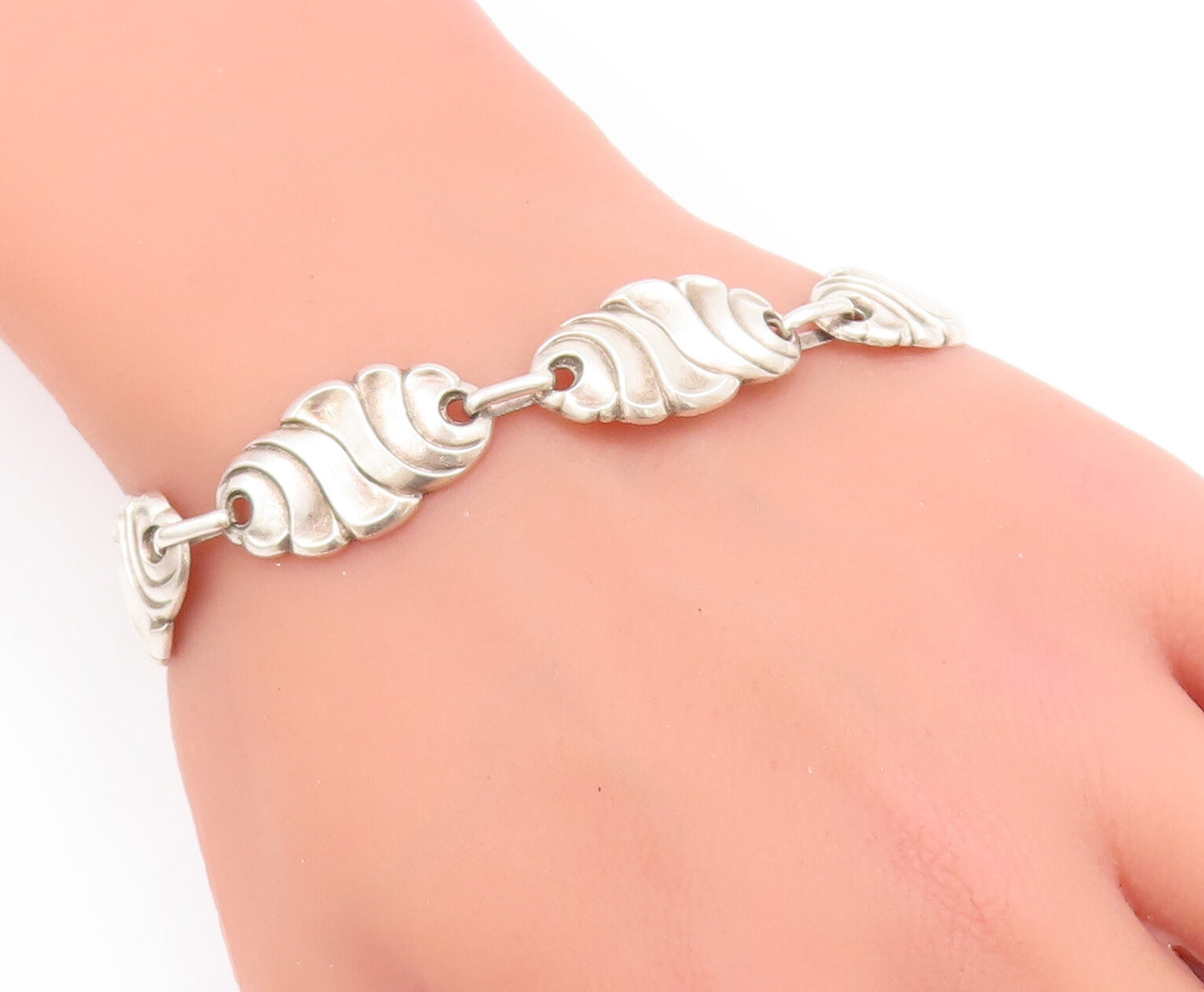 925 Sterling Silver Vintage Bracelet CARL RUOPOLI Swirly Design Carved  BT10476