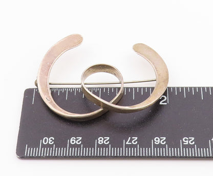 925 Sterling Silver  Vintage Shiny Smooth Swirled Brooch Pin  BP8524