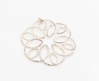 925 Sterling Silver Vintage Pendant Elegant Intertwined Open Floral Loop PT25709